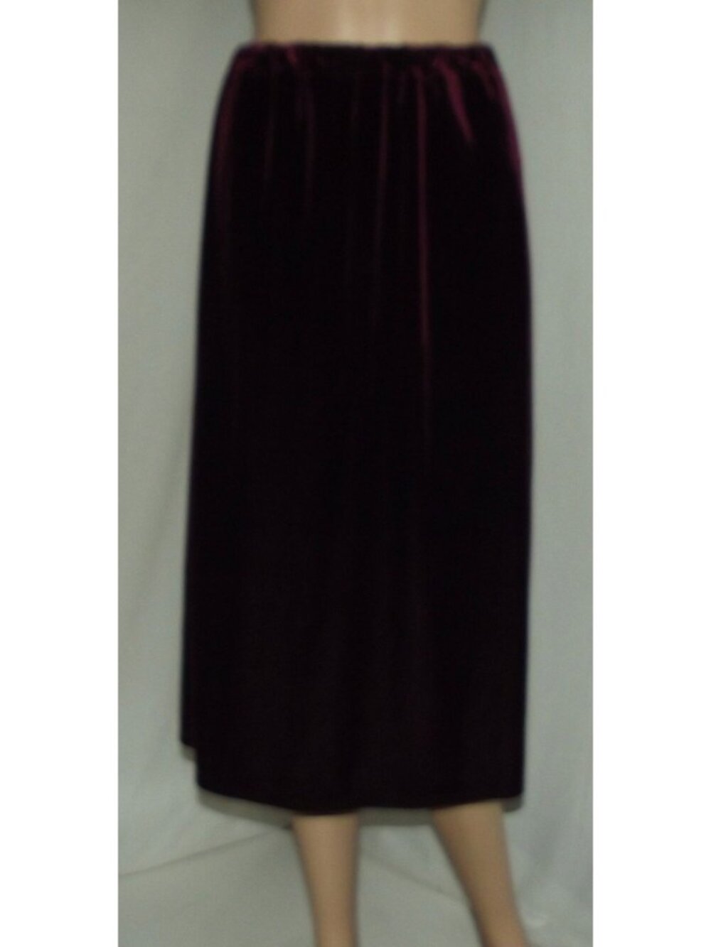Fashion Bug Midi Skirt Womens 22W 24W Burgundy Velvet Pull-On elastic waist